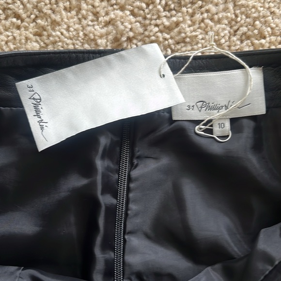 new with tag 3.1 Phillip Lam Black Leather A-line Midi Skirt 🖤 - Picture 4 of 12